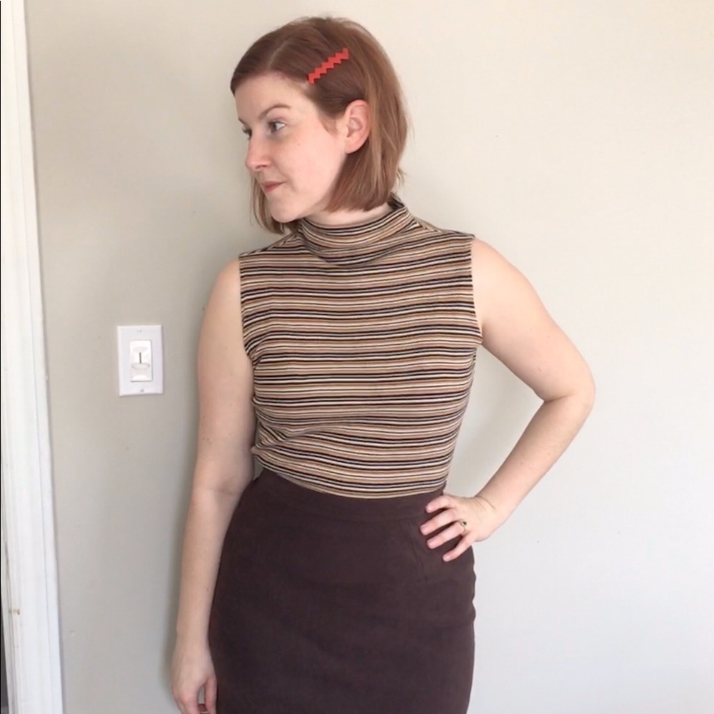 Vintage Mock Neck Cropped Tank